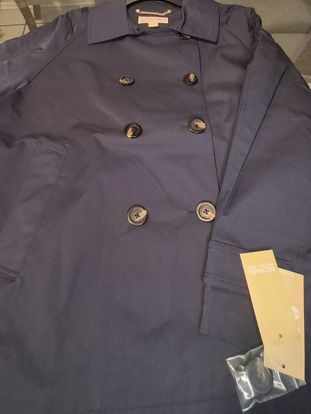Michael Kors Navy Double-Breasted Pea Coat